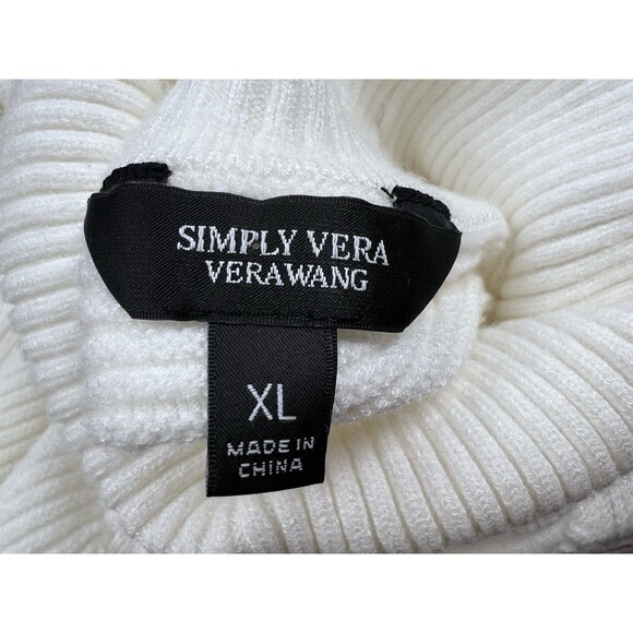 Simply Vera Vera Wang Side-Tie Ribbed Turtleneck Ivory Sweater XL Cozy Chic - Picture 11 of 13